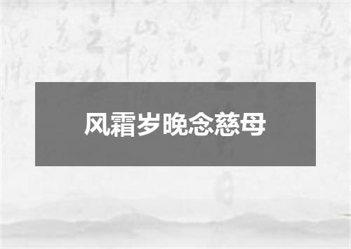 风霜岁晚念慈母