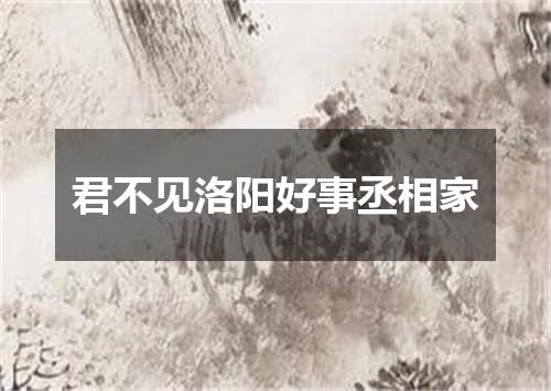 君不见洛阳好事丞相家