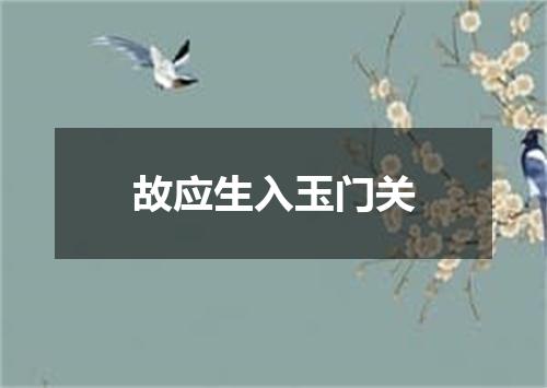 故应生入玉门关