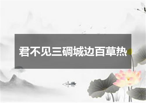 君不见三碉城边百草热