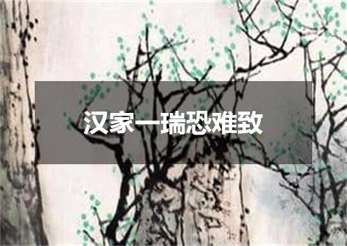 汉家一瑞恐难致
