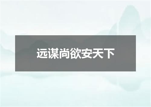 远谋尚欲安天下