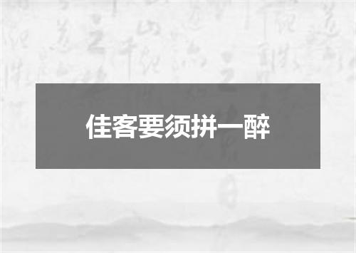 佳客要须拼一醉