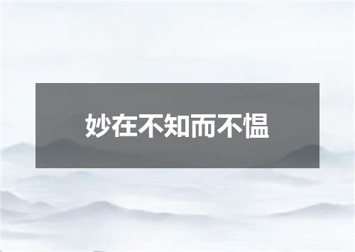 妙在不知而不愠