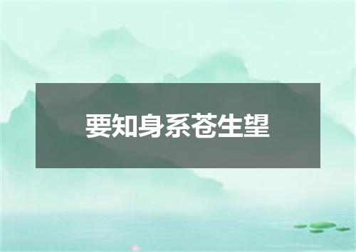 要知身系苍生望