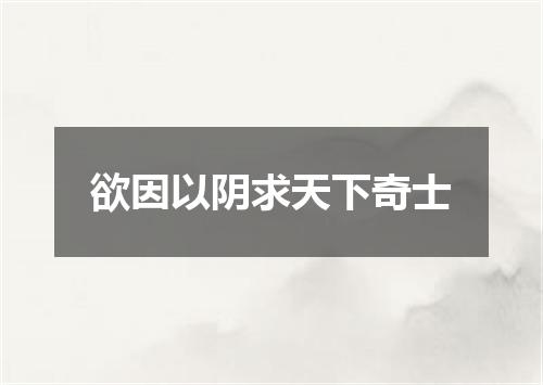 欲因以阴求天下奇士