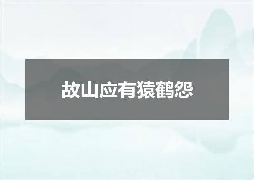 故山应有猿鹤怨