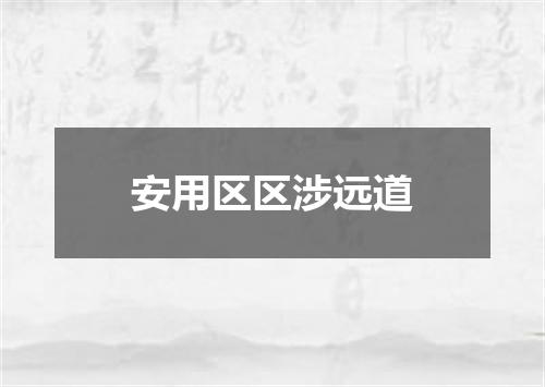 安用区区涉远道