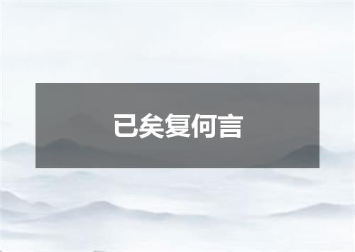 已矣复何言