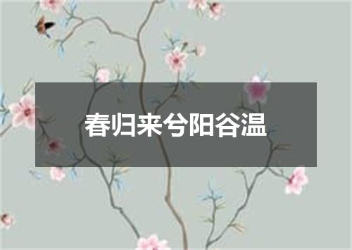 春归来兮阳谷温