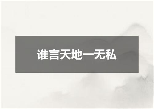 谁言天地一无私