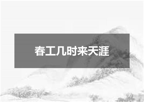 春工几时来天涯