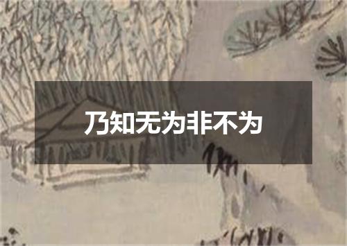 乃知无为非不为