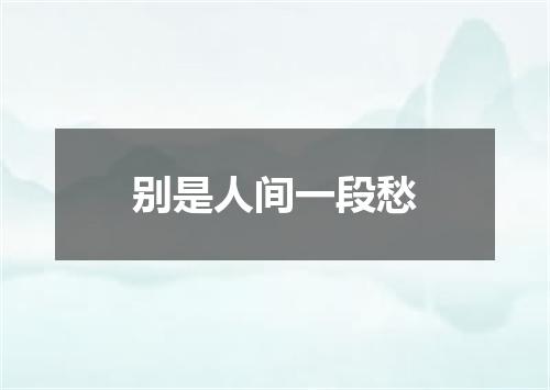 别是人间一段愁