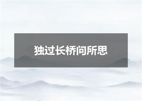独过长桥问所思
