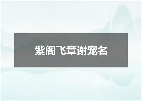 紫阁飞章谢宠名