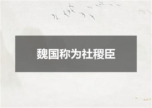 魏国称为社稷臣