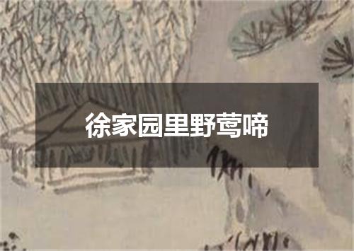 徐家园里野莺啼