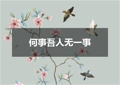何事吾人无一事