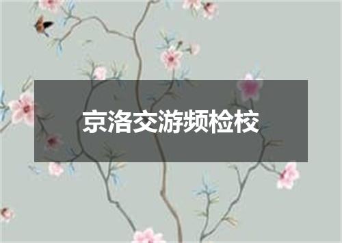 京洛交游频检校