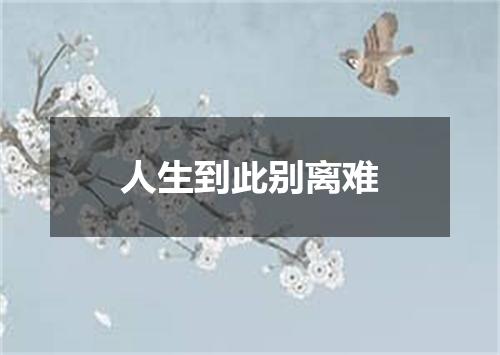 人生到此别离难