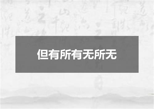 但有所有无所无