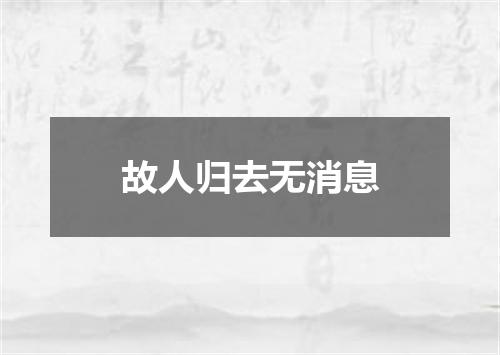 故人归去无消息
