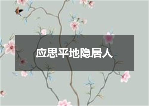 应思平地隐居人