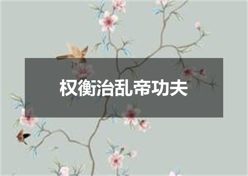 权衡治乱帝功夫