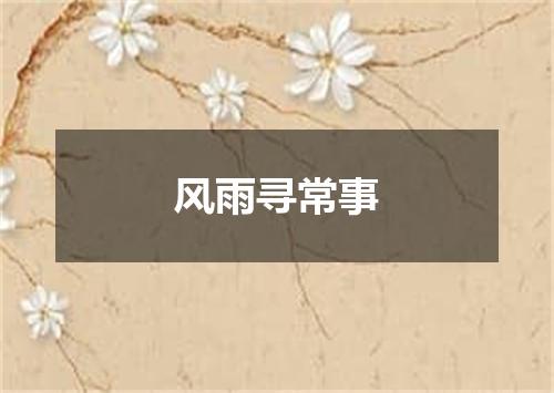 风雨寻常事