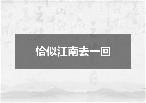 恰似江南去一回