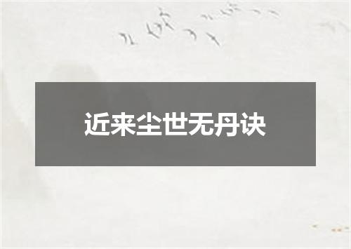 近来尘世无丹诀