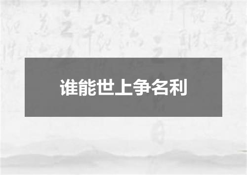 谁能世上争名利
