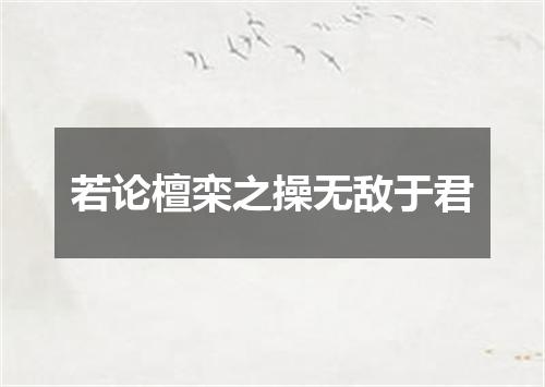 若论檀栾之操无敌于君