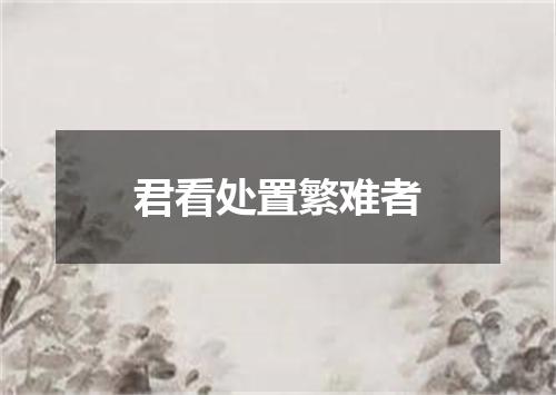 君看处置繁难者
