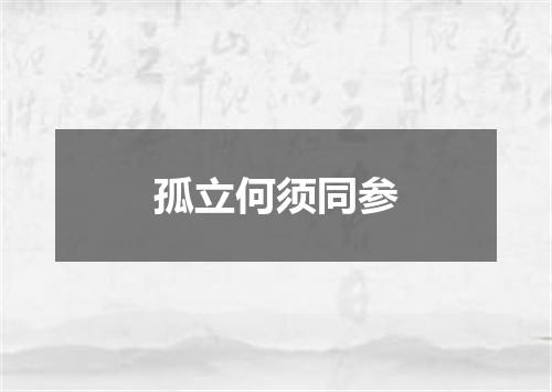 孤立何须同参