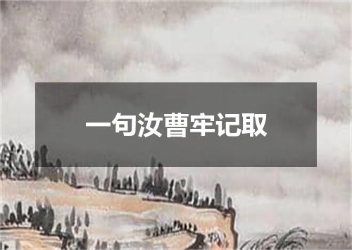 一句汝曹牢记取