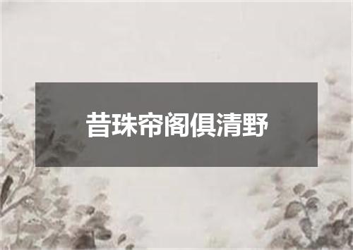 昔珠帘阁俱清野