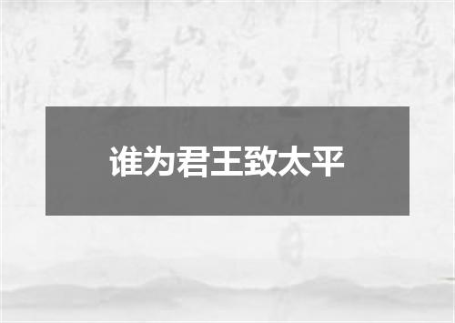 谁为君王致太平