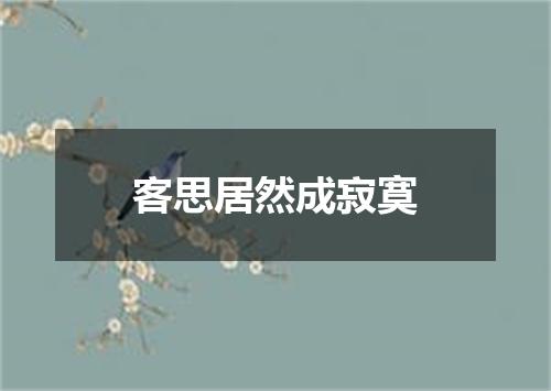 客思居然成寂寞