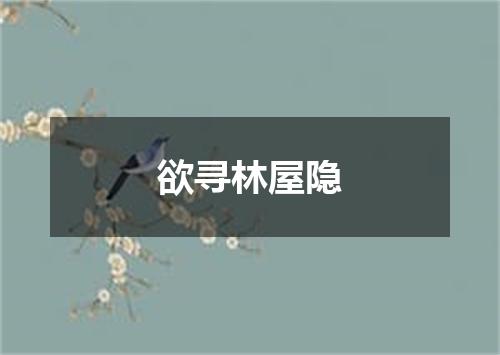 欲寻林屋隐