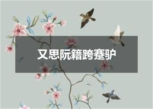 又思阮籍跨蹇驴