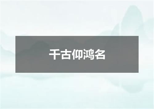 千古仰鸿名