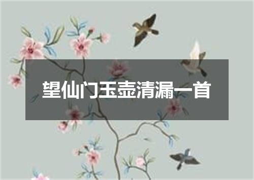 望仙门玉壶清漏一首
