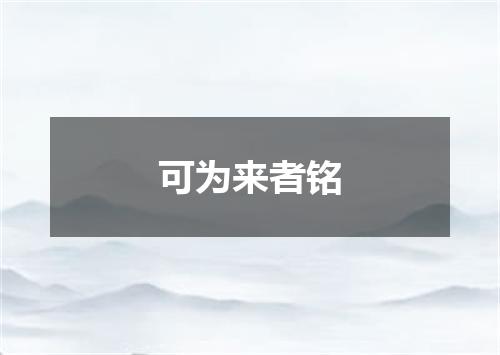 可为来者铭