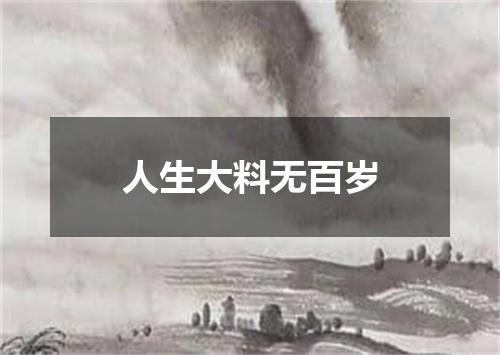 人生大料无百岁