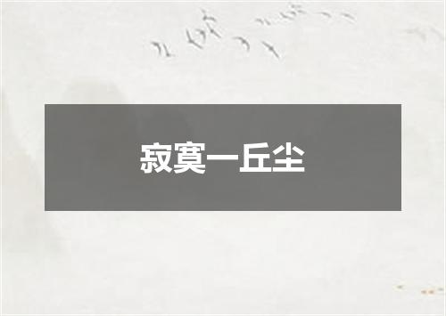 寂寞一丘尘