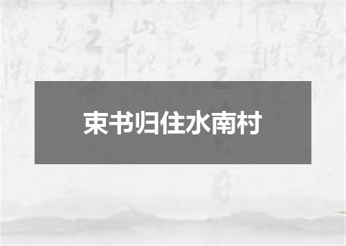 束书归住水南村