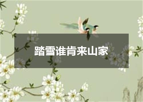 踏雪谁肯来山家