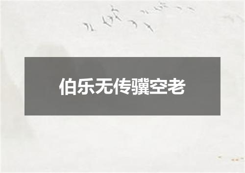 伯乐无传骥空老